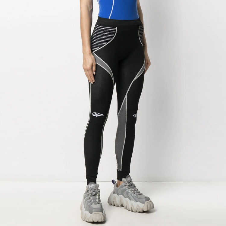 Sizing (W) Leggings Negros de Parchwork con Logo OFF-WHITE SS21 para Mujer OWVG020R21KNI0011001