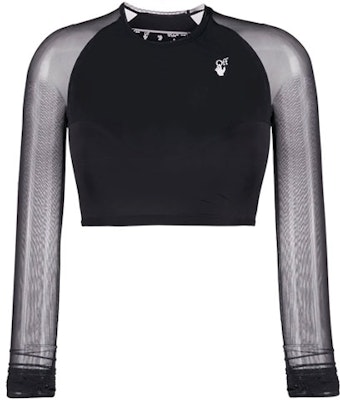 (W) OFF-WHITE SS21标志印花透视长袖短款上衣黑色 OWVO021E20JER0011001 Order (W) OFF-WHITE SS21标志印花透视长袖短款上衣黑色 OWVO021E20JER0011001