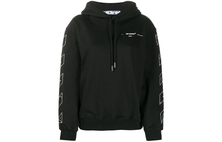 (Women) OFF-WHITE SS21 Pattern Print Oversized Hoodie Black Loose Fit. OWBB032S20FLE0031001