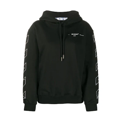 (Women) OFF-WHITE SS21 Pattern Print Oversized Hoodie Black Loose Fit. OWBB032S20FLE0031001