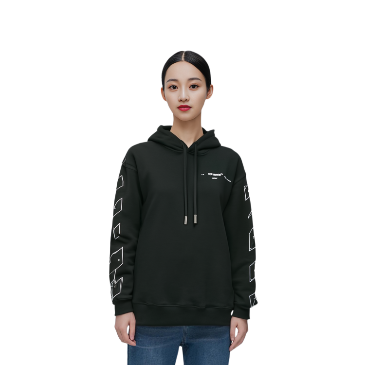 (Women) OFF-WHITE SS21 Pattern Print Oversized Hoodie Black Loose Fit. OWBB032S20FLE0031001 圖 6