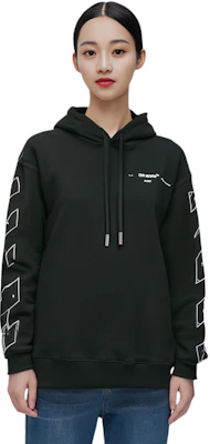 (W) OFF-WHITE SS21 Hoodie Oversized Hitam Motif Polos Loose Fit. OWBB032S20FLE0031001 Details for (W) OFF-WHITE SS21 Hoodie Oversized Hitam Motif Polos Loose Fit. OWBB032S20FLE0031001