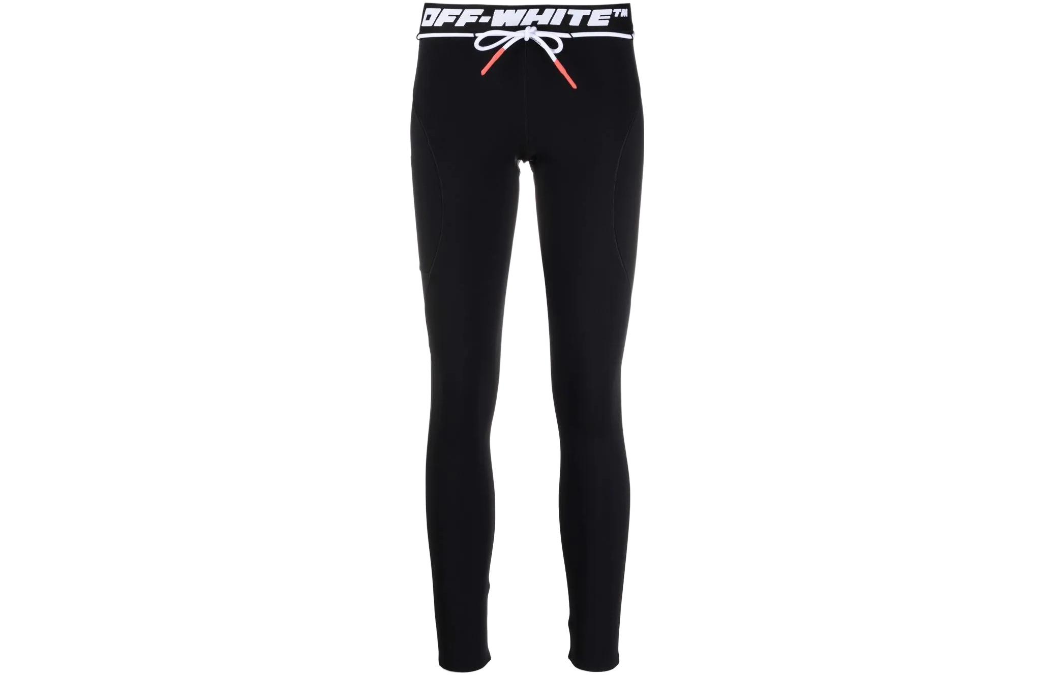 Order (W) OFF-WHITE SS22 Logo Tape Slim Fit Legging Hitam OWVG035C99JER0011000