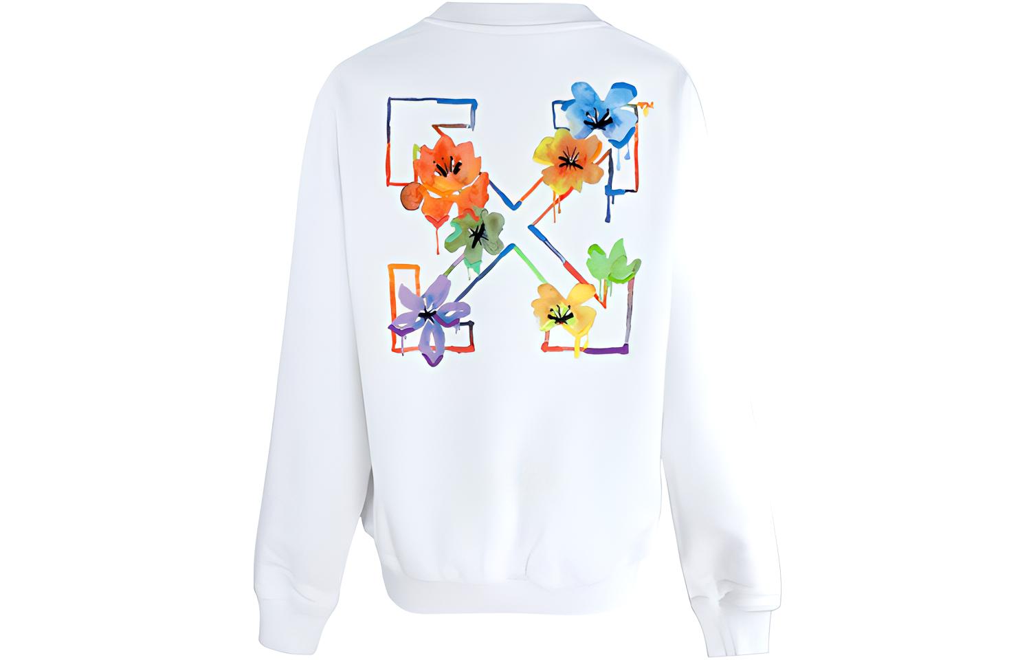 (Women) OFF-WHITE SS22  White Logo Print Arrows Long Sleeve Pullover Sweatshirt. OWBA055S22JER0060184