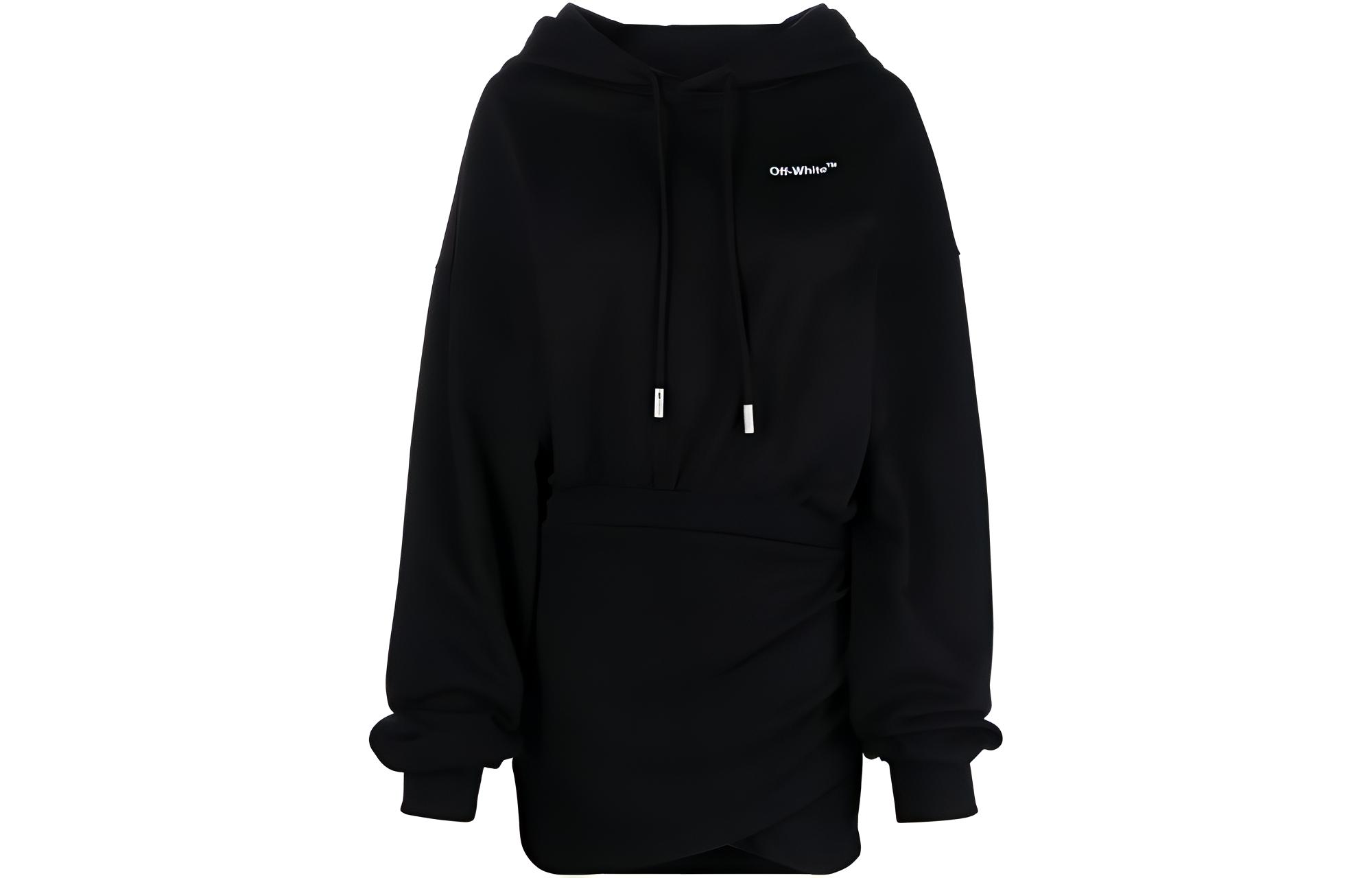 (Women) OFF-WHITE SS23 Black  Oversized Hoodie with Letter Print Design OWDB423C99JER0021001