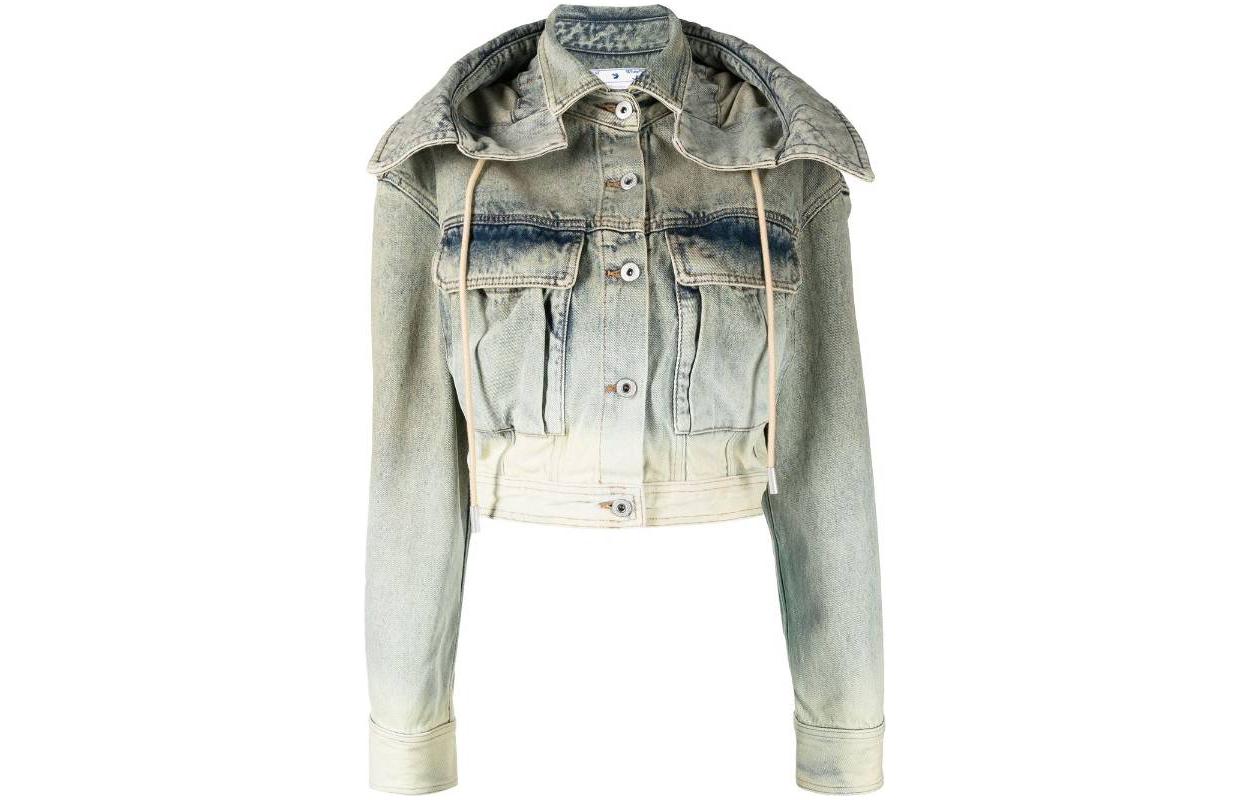 Order (W) Chaqueta Vaquera Ajustada Desgastada OFF-WHITE SS23 Mujer Verde Claro OWYE042S23DEN0025100