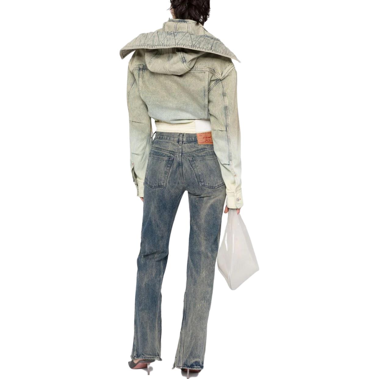 Shop (W) Chaqueta Vaquera Ajustada Desgastada OFF-WHITE SS23 Mujer Verde Claro OWYE042S23DEN0025100