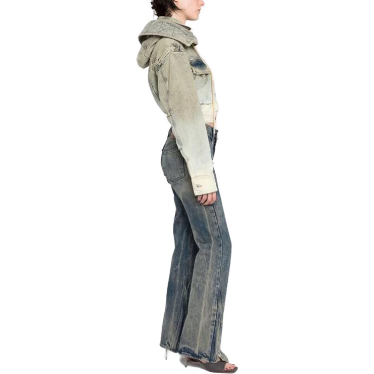 Purchase (W) Chaqueta Vaquera Ajustada Desgastada OFF-WHITE SS23 Mujer Verde Claro OWYE042S23DEN0025100