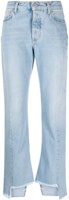 (Women) OFF-WHITE SS23 Distressed Straight-Leg Jeans Women Washed Blue Casual Fit OWYA053S23DEN0014000 (Women) OFF-WHITE SS23 Distressed Straight-Leg Jeans Women Washed Blue Casual Fit OWYA053S23DEN0014000