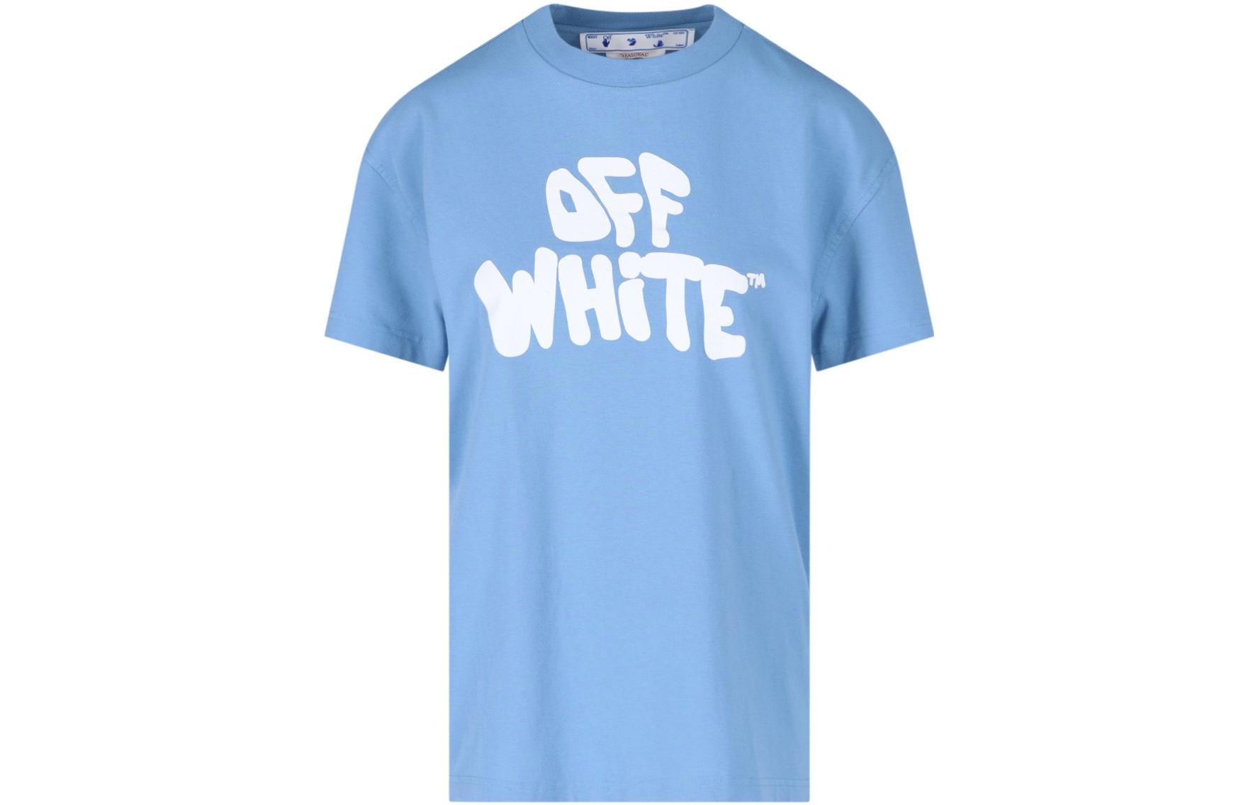 (Women) OFF-WHITE SS23 Letter Logo Print Crewneck Tee Blue Purple  Regular Fit. OWAA089S23JER0174001