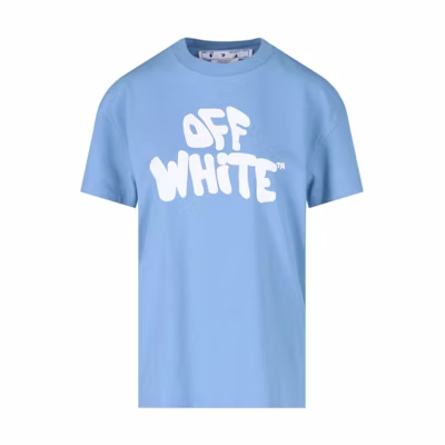 (Women) OFF-WHITE SS23 Letter Logo Print Crewneck Tee Blue Purple Regular Fit. OWAA089S23JER0174001