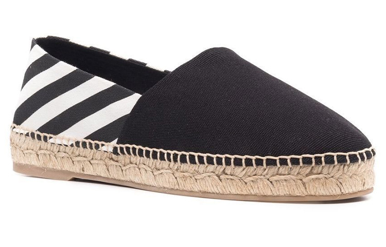 Order (W) Off-White 条纹平底帆布鞋 '黑色' OWIB009S22FAB001-1001