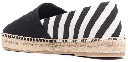 Shop (W) Espadrilles Rata Off-White Stripes 'Hitam' OWIB009S22FAB001-1001