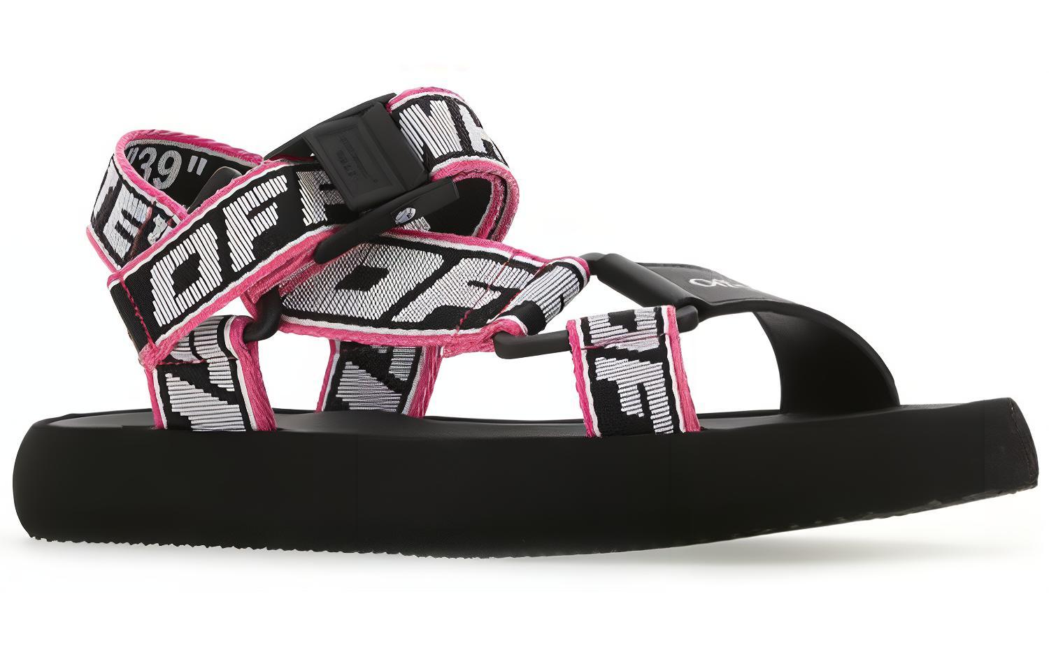 Order (W) Off-White 黑粉色绳带凉鞋 OWIH007S21FAB0011001