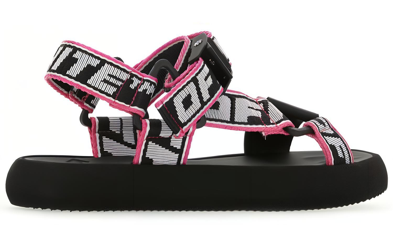 Lookbook (W) Off-White Trek Logo Sandal 'Hitam Merah Jambu' OWIH007S21FAB0011001