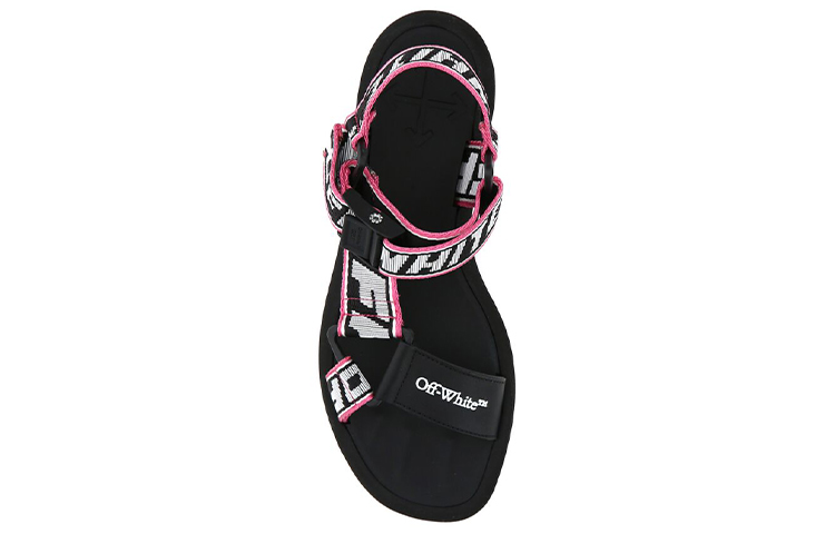 Shop (W) Off-White Trek Logo Sandal 'Hitam Merah Jambu' OWIH007S21FAB0011001