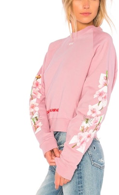 (Women) OFF-WHITE Virgil Abloh Pink Floral Bee Crewneck Sweatshirt OWBA026E170030502788 Lookbook (Women) OFF-WHITE Virgil Abloh Pink Floral Bee Crewneck Sweatshirt OWBA026E170030502788