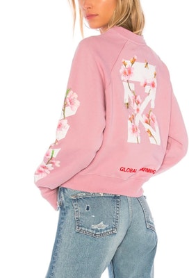 (Women) OFF-WHITE Virgil Abloh Pink Floral Bee Crewneck Sweatshirt OWBA026E170030502788 Purchase (Women) OFF-WHITE Virgil Abloh Pink Floral Bee Crewneck Sweatshirt OWBA026E170030502788