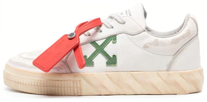 (Women) Off-White Vulcanized Low Distressed White Green OWIA272F23LEA0030155 (Women) Off-White Vulcanized Low Distressed White Green OWIA272F23LEA0030155