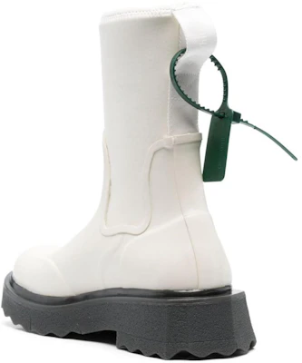 (W) Off-White Wit Zwart ''Slogan Print Platform Enkel Laarzen'' OWIE016C99MAT0010110 Lookbook (W) Off-White Wit Zwart ''Slogan Print Platform Enkel Laarzen'' OWIE016C99MAT0010110