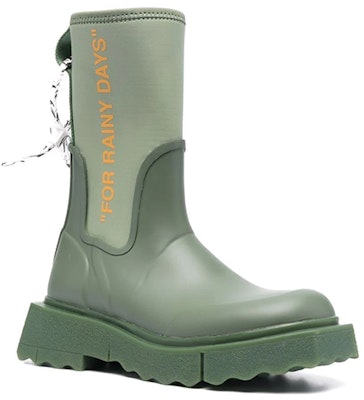 (Women) Off-White Zip-Tie Rain Boot 'For Rainy Days - Green' OWIA265F21MAT0015720 Order (Women) Off-White Zip-Tie Rain Boot 'For Rainy Days - Green' OWIA265F21MAT0015720