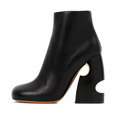(W) Off-White Zip Tie Leather Ankle Boots 'Black'
