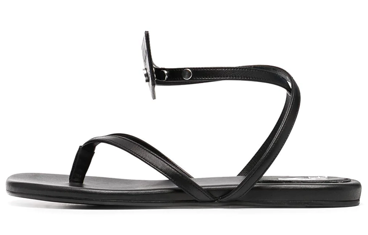 (Women) Off-White Zip Tie Sandals 'Black Leather' OWIH006R21LEA0011000