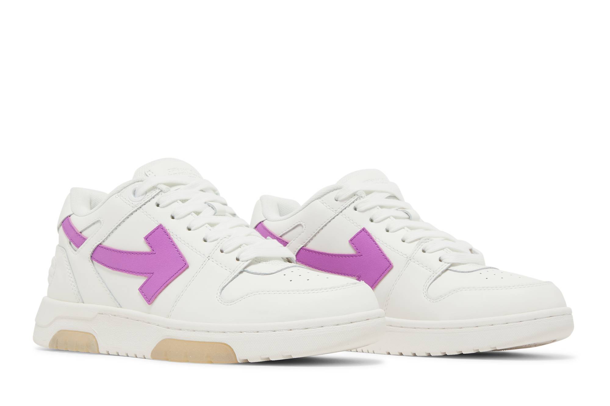 Cheap OFF-WHITE Out Of Office 皮革 低筒繫帶 時尚板鞋 女款 白紫