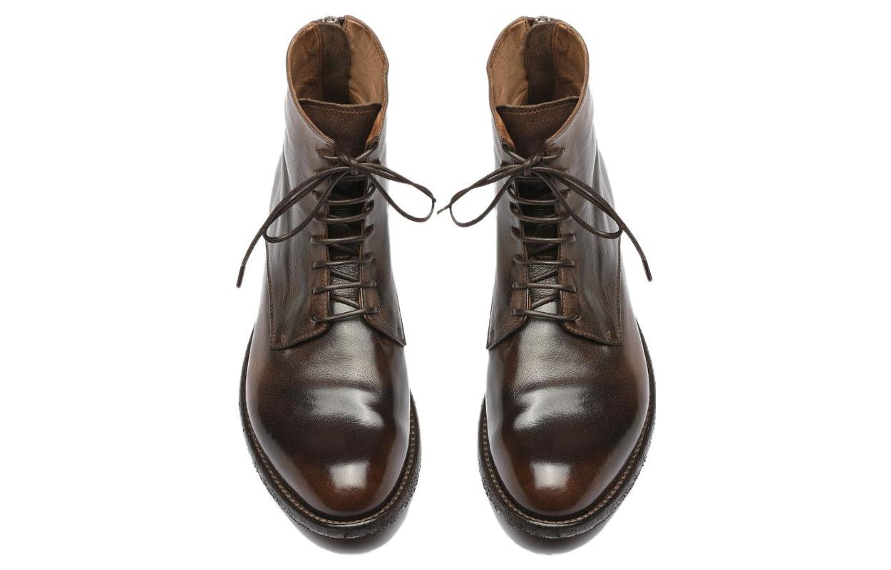 Lookbook (W) 奥菲奇尼 创意 圆头棕色皮革短靴 OCDLEXI123IGN18D222