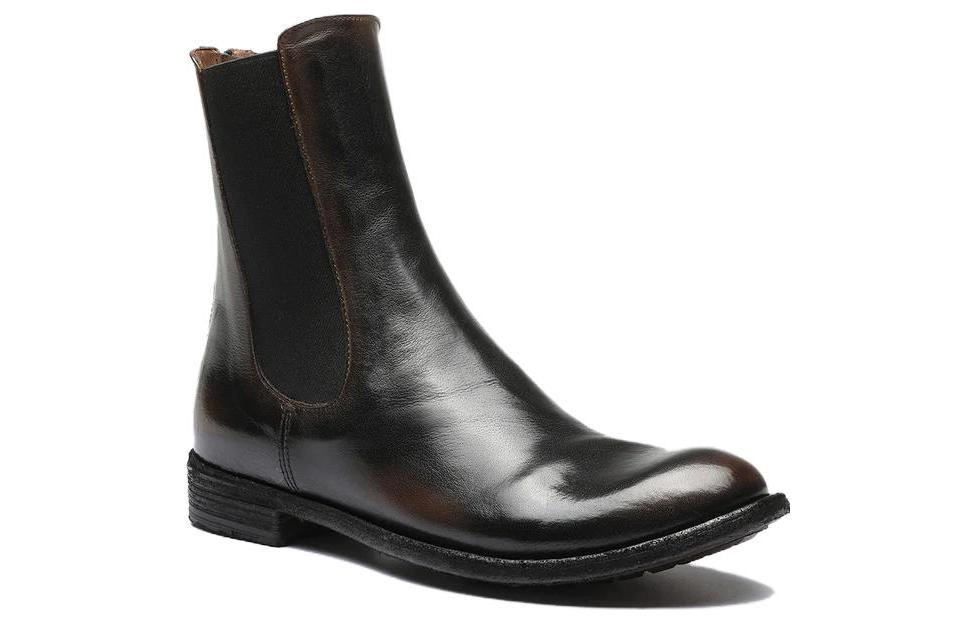 Order Officine Creative 皮革 圓頭平跟 短筒 切爾西靴 女款 黑色