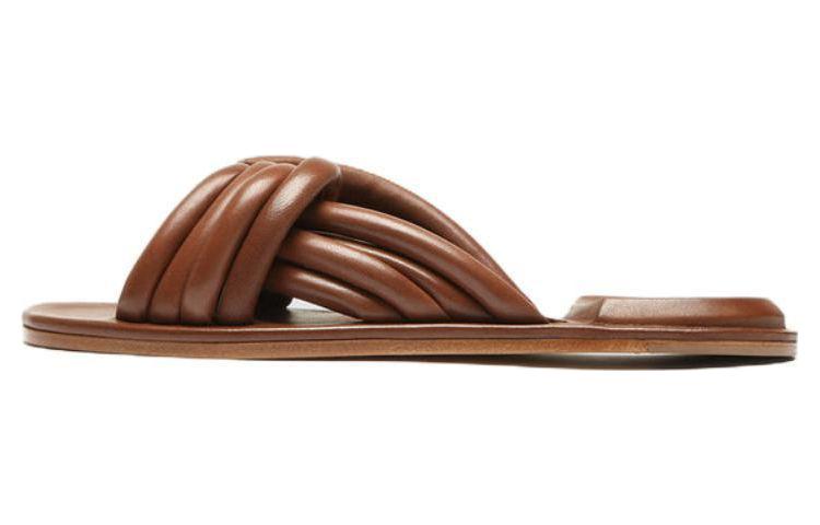 (W) Officine Creative Cybille 'Brown Leather Slides'