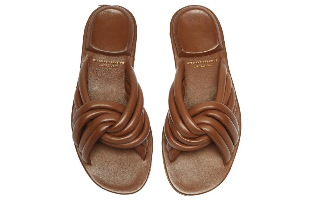 (W) Officine Creative Cybille 'Brown Leather Slides' 圖 3