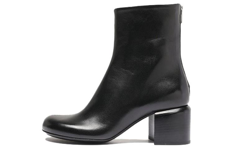 (Women) Officine Creative Leather Ankle Boot 'Casual Chunky Heel Black' OCDETHE004GUAN21000