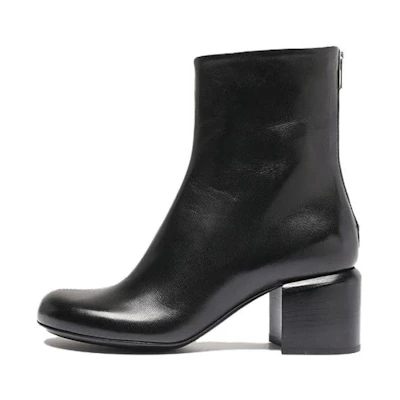 (W) Officine Creative Leather Ankle Boot 'Casual Chunky Heel Black'