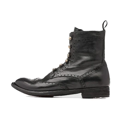 (W) Officine Creative Leather Ankle Boots 'Black Round Toe'