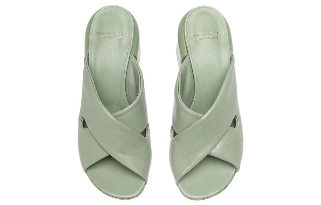 Shop (W) (女性用) Officine Creative レザーミュール 'グリーンコンフォート' OCDETHE012GUANT3040 OCDETHE012GUANT3040