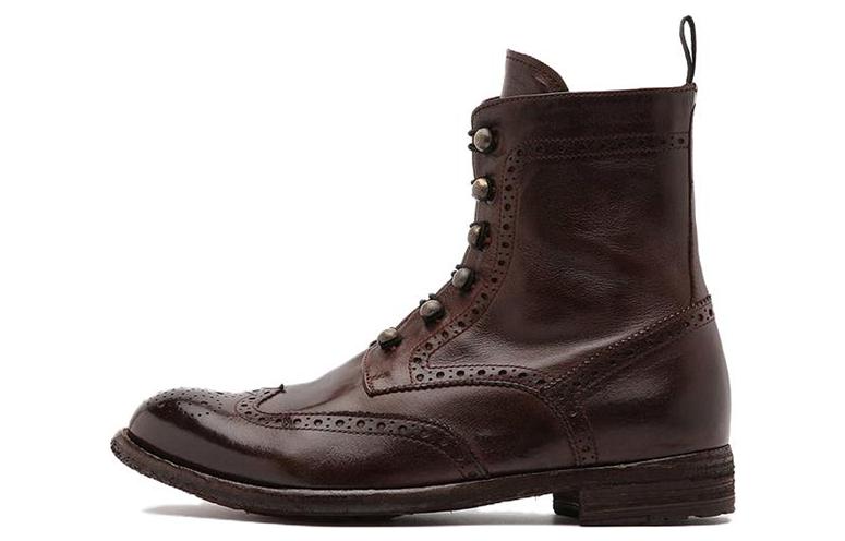 (W) Officine Creative Leather Round Toe Ankle Boot 'Brown'