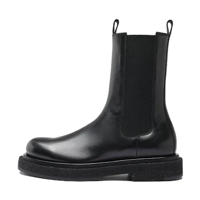 (W) Officine Creative Leather Round Toe Slip-On Ankle Boot 'Black'