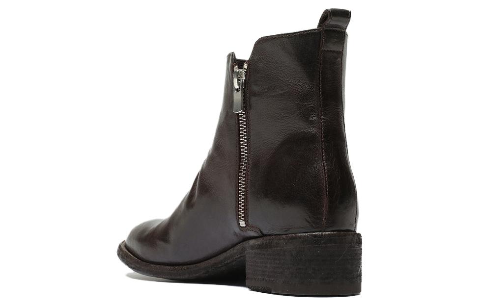 Lookbook (Women) Officine Creative Leather Round Toe Zip Ankle Boots 'Brown' OCDSELI031IGNISN125