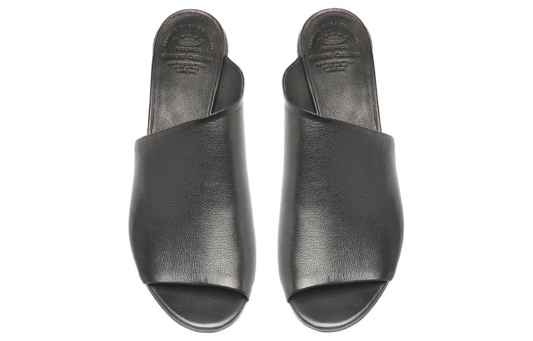 Shop Officine Creative 皮革 精緻舒適 一字拖鞋 女款 黑色