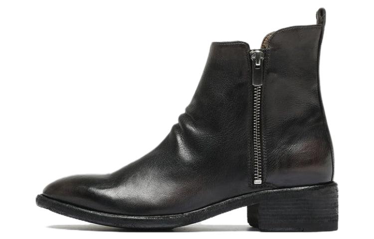 (W) Officine Creative Leather Zip Ankle Boots 'Black'