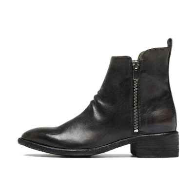 (W) Officine Creative Leather Zip Ankle Boots 'Black'