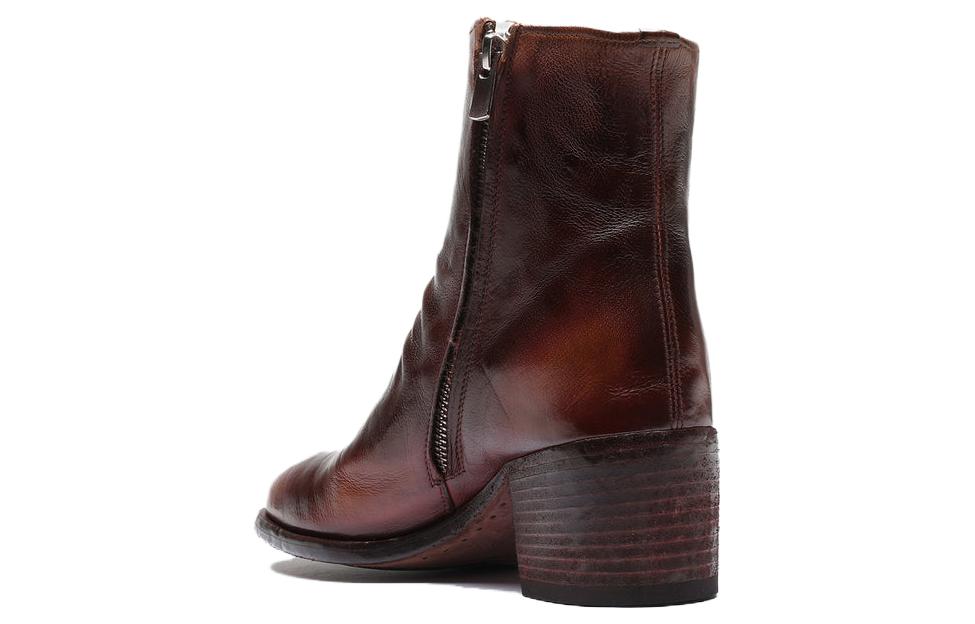 Shop (Women) Officine Creative Leather Zip Round-Toe Boot 'Burgundy Fashion' OCDDENN101IGN18TABO