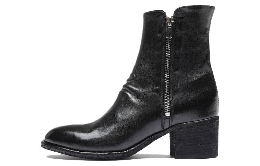(Women) Officine Creative Leather Zippered Round Toe High Heel Ankle Boot 'Black' OCDDENN103IGNIS1000