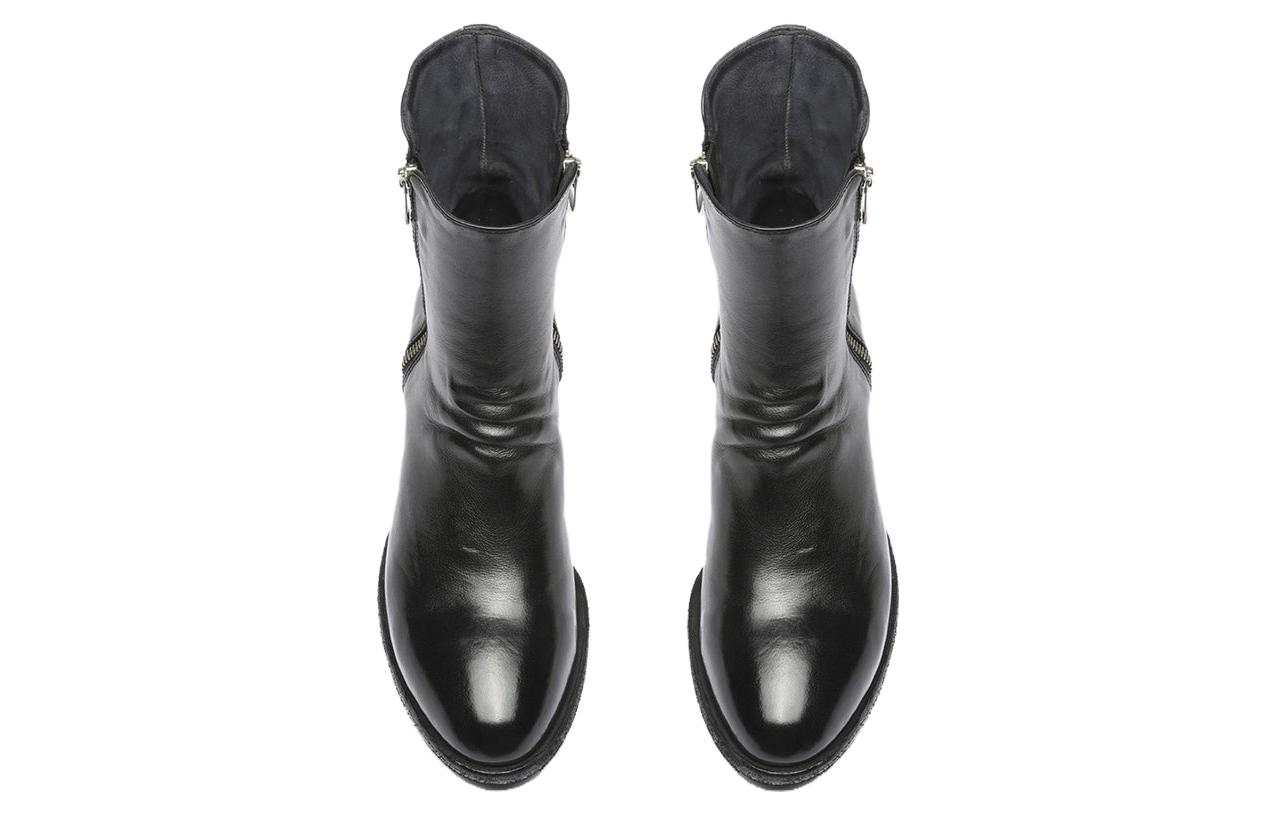 Lookbook (W) Officine Creative Boot Hak Tinggi Kulit Hitam dengan Ritsleting Bulat di Ujungnya. OCDDENN103IGNIS1000