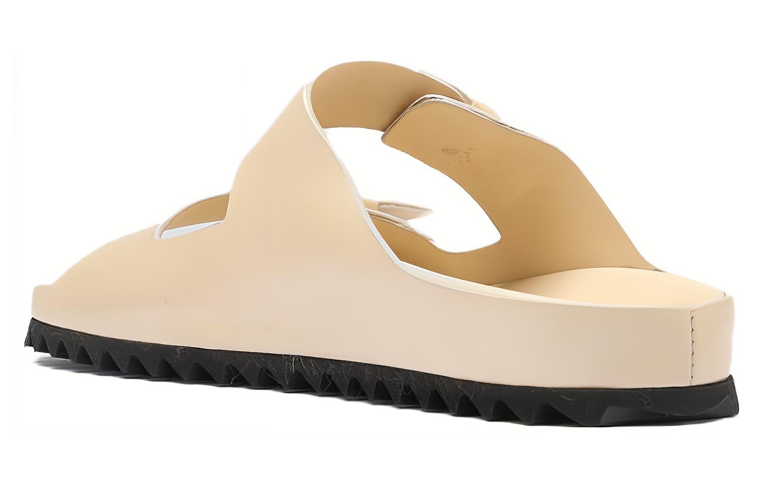 Shop 義大利製造 Officine Creative Pelagie 女款米白色簡約舒適皮革一字拖鞋