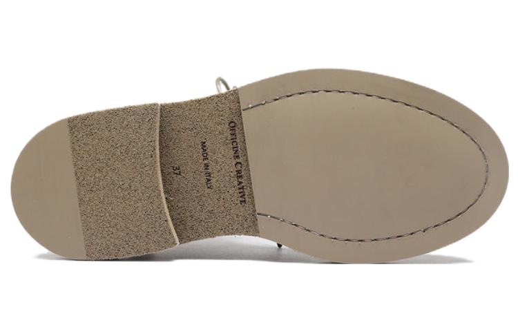 Shop Officine Creative 皮革 拉鍊 圓頭 短靴 女款 綠色