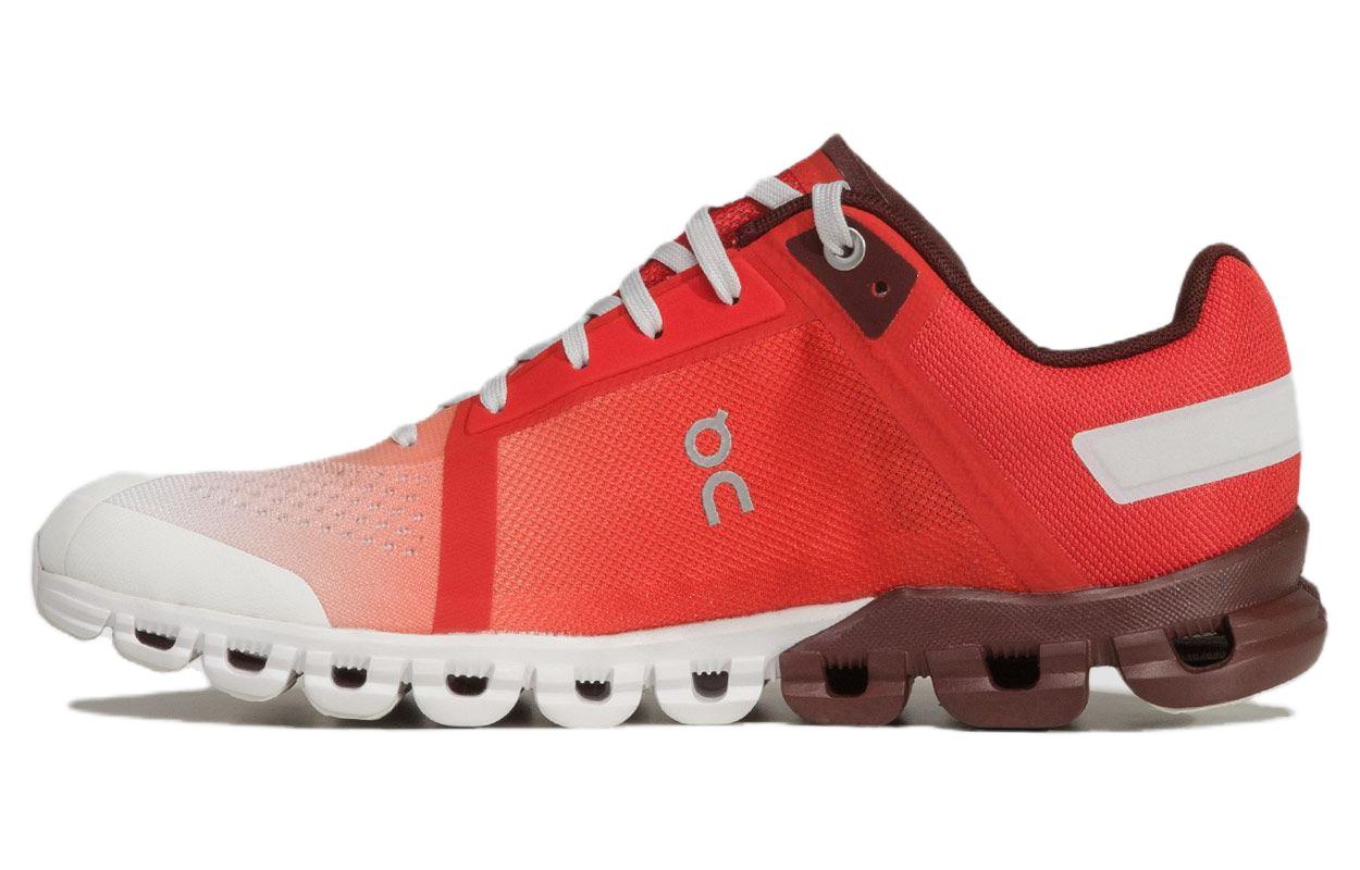 (Women) On Cloudflow Long-distance Running Shoes Red/White - Cushioned & Durable. 3599232
