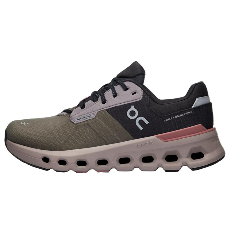 (Women) On Cloudrunner 2 Waterproof Running Shoes Green Brown Durable Support Low-top. 3WE10142131