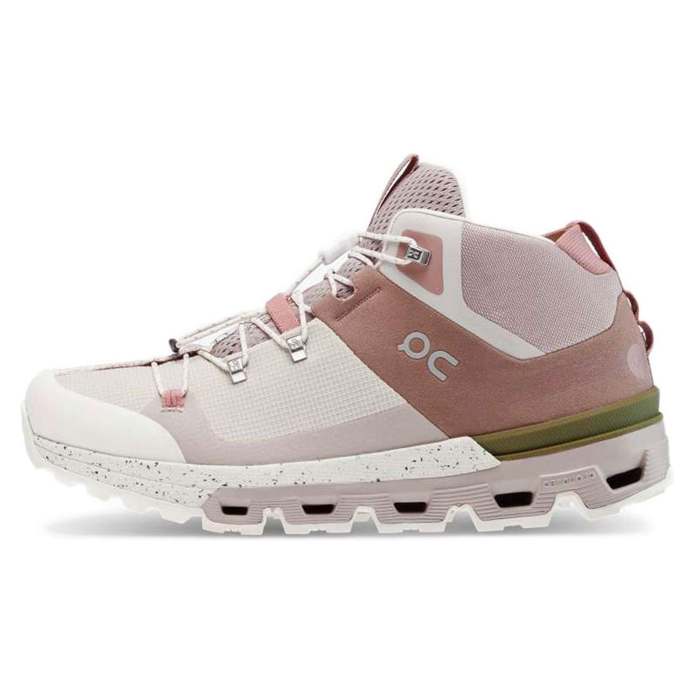 (Women) On Cloudtrax Mid Hiking Shoes Beige/Pink Comfortable Cushioning. 53.99054